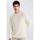 Defacto Relax Fit Bisiklet Yaka Triko Kazak, M, B9723AX24SP, Ekru, Erkek