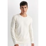 DeFacto Relax Fit Bisiklet Yaka Triko Kazak, M, D3278AX24WN, Ekru-ER139, Erkek
