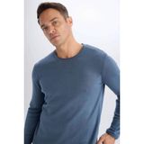 DeFacto Relax Fit Bisiklet Yaka Triko Kazak, S, D3278AX24WN, İndigo-IN34, Erkek