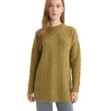 Defacto Relax Fit Bisiklet Yaka Triko Kazak Tunik Yeşil, 2XL, F4530AX25WN, Yeşil-GN730, Kadın, XXL