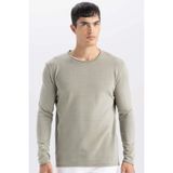 Defacto Relax Fit Bisiklet Yaka Triko Kazak, Xs, D3278AX24WN, Haki-KH461, Erkek