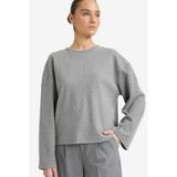 DeFacto Relax Fit Bisiklet Yaka Uzun Kollu Tişört, M, G7716AX25WN, Gri-GR210, kadın