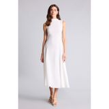 DeFacto Relax Fit Bürümcük Midi Elbise, 40, H0859AX26SP, Beyaz-WT46, Kadın