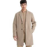 DeFacto Relax Fit Ceket Yaka Düğmeli Cepli Kışlık Kaşe Parka, M, Relax Fit Kaşe Parka, Bej, Erkek