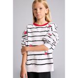 DeFacto Relax Fit Çizgili Çiçekli Bisiklet Yaka Uzun Kollu Sweatshirt Kız Çocuk I4151A826AU