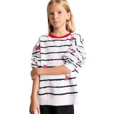 DeFacto Relax Fit Çizgili Çiçekli Bisiklet Yaka Uzun Kollu Sweatshirt Kız Çocuk