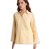 DeFacto Relax Fıt Çizgili Flamlı Pamuk Tunik F6314AX26SP, M Sarı-YL495