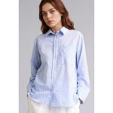 DeFacto Relax Fit Çizgili Flamlı Pamuk Tunik F6314AX26SP - Mavi-BE194 - 2XL