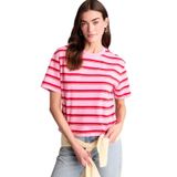 DeFacto Relax Fit Çizgili Tişört, XL, H6451AX26SM, Pembe-PN426, Kadın