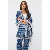DeFacto Relax Fit Desenli Kuşaklı Kimono D5443AX25SPIN59 İndigo