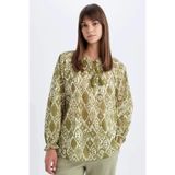 DeFacto Relax Fit Desenli Vual Uzun Kollu Tesettür Bluz Tunik C9738ax24sm