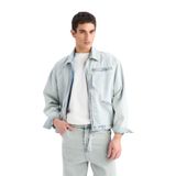DeFacto Relax Fit Fermuarlı Denim Ceket, M, D8311AX25SP, Mavi-NM39, Erkek