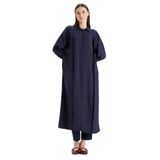 DeFacto Relax Fit Gömlek Yaka Cepli Basıc Maxi Tesettür Elbise, 36, E4360AX25SP, Lacivert, Kadın