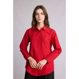 DeFacto Relax Fit Gömlek Yaka Poplin Uzun Kollu Tunik D7341AX26SP - Kırmızı-RD349