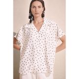 DeFacto Relax Fit Gömlek Yaka Puantiyeli Kısa Yarasa Kollu Bluz H8753AX26AU