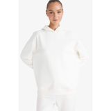 DeFacto Relax Fit Kapüşonlu Basıc Kalın Sweatshirt, L, D9935AX25WN, Ekru-ER105, kadın