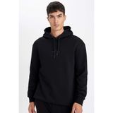 Defacto Relax Fit Kapüşonlu Baskılı Sweatshirt, M, Y9652AZ24AU, Siyah, Erkek