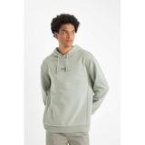 Defacto Relax Fit Kapüşonlu Baskılı Sweatshirt, M, Y9652AZ24AU, Yeşil, Erkek