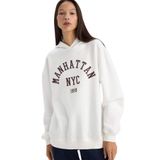 DeFacto Relax Fit Kapüşonlu Baskılı Sweatshirt, XL, G6965AX25WN, Ekru-ER105, kadın