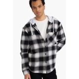 DeFacto Relax Fit Kapüşonlu Flanel Uzun Kollu Gömlek, L, G4317AX25AU, Siyah, Erkek