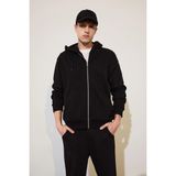 DeFacto Relax Fit Kapüşonlu İçi Yumuşak Tüylü Kalın Kumaş Fermuarlı Sweatshirt D7599AX26AU - 3XL - Siyah-BK81