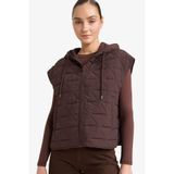 DeFacto Relax Fit Kapüşonlu Krinkıl Yelek, L, G5115AX26SP, Kahve-BN530, Kadın