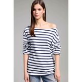 DeFacto Relax Fıt Kayık Yaka Premium Lacivert Kadın Uzun Kollu T-shirt G7861AX/NV135