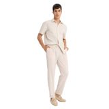 DeFacto Relax Fit Kısa Paça Keten Görünümlü Beli Bağcıklı Lastikli Cepli Pantolon, 36, E4790AX25AUER22-218052, Taş, Erkek