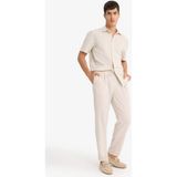 DeFacto Relax Fit Kısa Paça Keten Görünümlü Beli Bağcıklı Lastikli Cepli Pantolon E4790AX25AU - Ekru-ER22 - 28