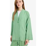 DeFacto Relax Fit Krinkıl Kumaş Uzun Kollu Kimono Tunik E1109AX25SM - Yeşil-GN769