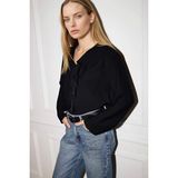 DeFacto Relax Fit Krinkıl Kumaş Volanlı Bluz G9142AX26SP - Siyah-BK81 - 3XL