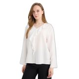 DeFacto Relax Fit Krinkıl Kumaş Volanlı Bluz, S, G9142AX26SP, Ekru-ER105, Kadın