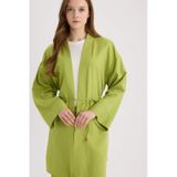 Defacto Relax Fit Kuşaklı Keten Karışımlı Kimono D8182ax25spgn698 Yeşil