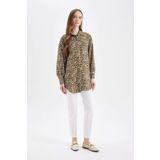DeFacto Relax Fit Leopar Desenli Basic Uzun Kollu Gömlek Tunik D4097AX24AUKH176
