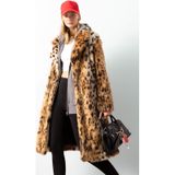 Defacto Relax Fit Leopar Desenli Ceket Yaka Cepli Uzun Suni Kürk Kaban D4005ax24wnbn561 Kahve