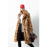 DeFacto Relax Fit Leopar Desenli Ceket Yaka Cepli Uzun Suni Kürk Kaban, S, Relax Fit Leopar Desenli Ceket Yaka Cepli Uzun Suni Kürk Kaban, Kahve-BN561, Kadın