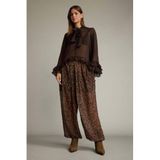 DeFacto Relax Fit Normal Bel Leopar Desenli Şifon Pantolon, 38, G5653AX25WN, Kahve-BN306, Kadın