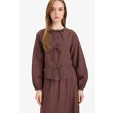 DeFacto Relax Fit Önden Bağlamalı Keten Uzun Kollu Tesettür Bluz E5352ax25sp