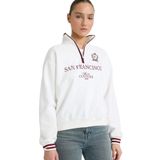 DeFacto Relax Fit Polo Yaka Baskılı Kalın Sweatshirt, XL, G7048AX25WN, Ekru-ER238, kadın