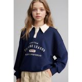 DeFacto Relax Fıt Polo Yaka Baskılı Sweatshırt Kız Çocuk E6841A826SP