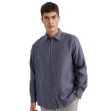 DeFacto Relax Fit Polo Yaka Çapraz Dokuma Modal Karışımlı Basic Gömlek, M, D3376AX24AU, Antrasit-AR174, Erkek
