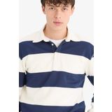DeFacto Relax Fit Polo Yaka Çizgili Kalın Sweatshirt D7478AX25SP