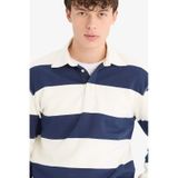 DeFacto Relax Fit Polo Yaka Çizgili Kalın Sweatshirt D7478AX25SPNV64