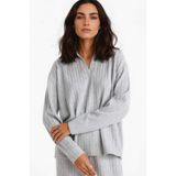 DeFacto Relax Fit Polo Yaka Fitilli Kaşkorse Uzun Kollu Tişört, 2XL, F1007AX25AU, Gri-GR210, Kadın