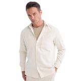 DeFacto Relax Fit Polo Yaka Flanel Uzun Kollu Gömlek, XS, D1061AX24WN, Ekru-ER98, Erkek
