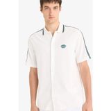 DeFacto Relax Fit Polo Yaka Hafif Kumaş Baskılı Yazlık Kısa Kollu Gömlek, M, F0200AX25SM, Ekru-ER105, Erkek