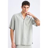 DeFacto Relax Fit Polo Yaka Pamuklu Yazlık Kısa Kollu Gömlek, 2XL, D8875AX25SM, Haki-KH514, Erkek