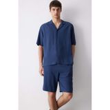 DeFacto Relax Fit Polo Yaka Pamuklu Yazlık Kısa Kollu Gömlek, L, D8875AX25SM, Lacivert-NV256, Erkek