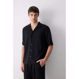 DeFacto Relax Fit Polo Yaka Pamuklu Yazlık Kısa Kollu Siyah Gömlek, M, D8875AX25SM, Siyah-BK81, Erkek