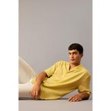 DeFacto Relax Fit Polo Yaka Tencel Kısa Kollu Gömlek, M, F6484AX25SM, Sarı-YL488, Erkek